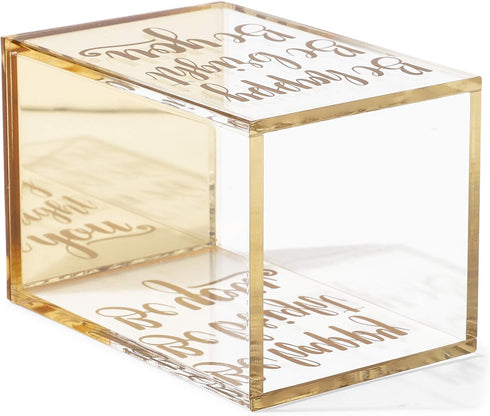 Paper Junkie Gold and Clear Acrylic Pen Holder with Inspirational Quotes, 2.95 x 4.45 In
