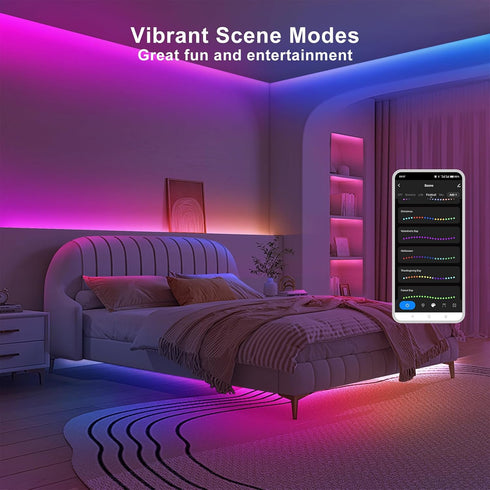 6.56ft Tatazone Bluetooth RGB+IC COB Led Strip Light with App, Chasing COB Light Strip, Segmented Control, Music Sync