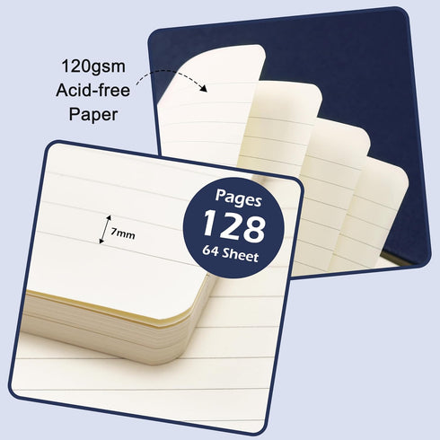 Ruled Notebook/Journal, Classic Lined Journal, 5.3'' x 8.26'', Hardcover with Thick Paper, Dark Blue
