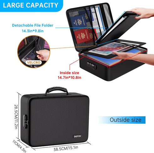 ENGPOW 5200? Fireproof File Organizer Bag with 13 Pocket Accordion File Folder, Document Organizer Box with Lock &