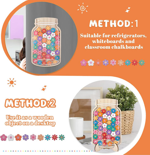 Fyguard 45Pcs 9.8" Magnetic Reward Jar for Kids, Large Flower Magnetic Reward Jars, Rewards System for Kids Home