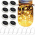 Solar Mason Jar Lights, 8 Pack 15 LED Waterproof Fairy Firefly Jar Lids String Lights (No Jars)