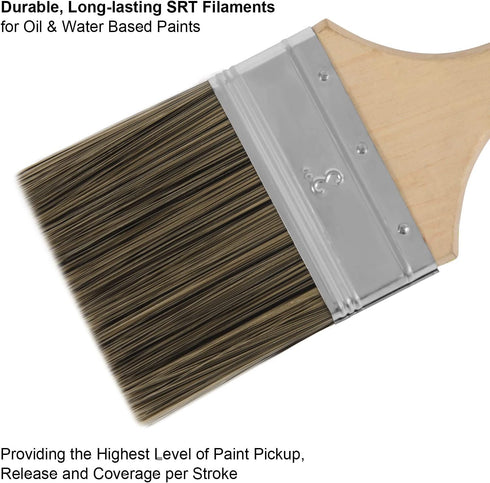 Double Thick Chip Paint Brush, 3 inch / 75mm Stain Brushes for Painting Walls and Fence Staining