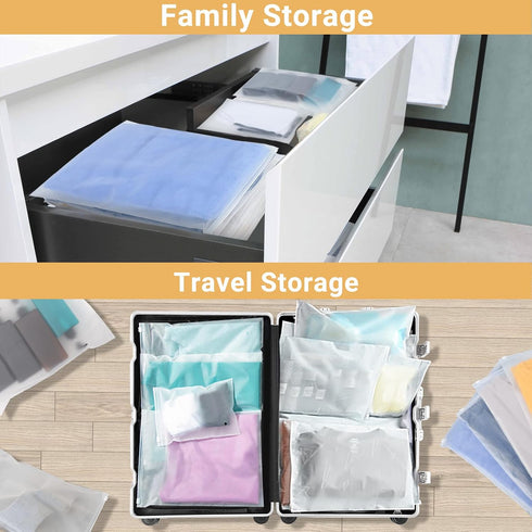Clothes Packaging Bags for Shipping, 50 Count Frosted Zipper Plastic Bags for Clothing, Thick Plastic Storage Bag