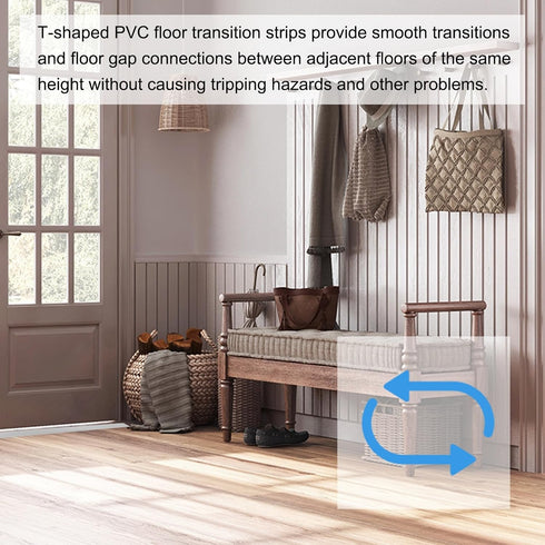 6.56 1.97" uxcell T-Molding Transition Strips, ft x (L x W) PVC Floor Flat Divider Strip Self Adhesive Vinyl Flooring