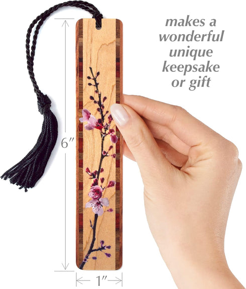 Cherry Blossom Japanese Sakura Wooden Bookmark - Handmade in The USA - Personalized Available