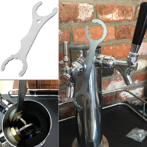 Faucet Spanner Wrench for Home Brewing, Stainless Steel Multi-function Tool, 1PCS Silver