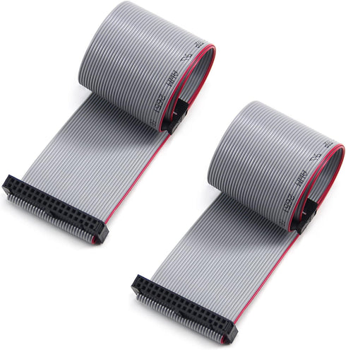 Fielect 2pcs IDC 34 Pin Connector Gray Wire Flat Ribbon Cable Connector, Length 30cm