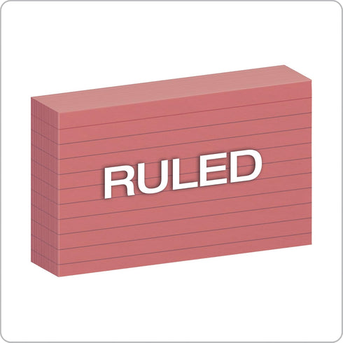 Oxford Ruled Color Index Cards, Cherry, 3" x 5", 100 Per Pack (7321 CHE)