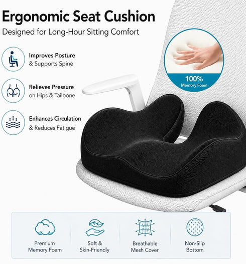 Tailbone CXC Memory Foam Seat Cushions for Office Chair Pressure Relief Seat Cushion for Desk Chair, Car, Wheelchair