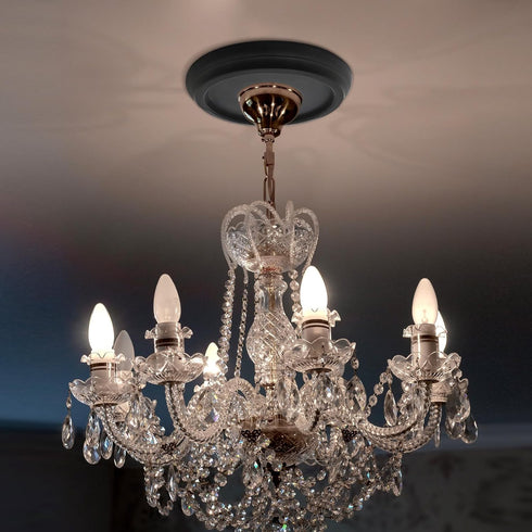 2Pcs 10 inches,Lighting Semetall Black Ceiling Medallion PU Ceiling Medallion for Light Fixtures,Ceiling