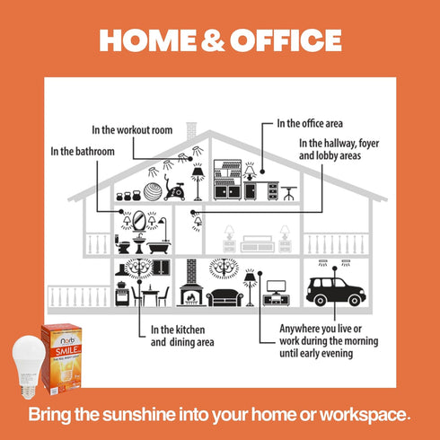 NorbSMILE Full Spectrum Sun Light Bulb, A19 9W, Boosts Energy & Mood, Imitate Sunlight Indoors, 1-Pack