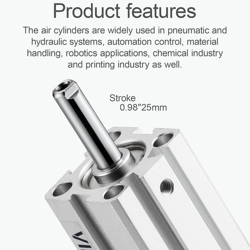 Pneumatic Air Cylinder 20mm Bore 25mm Stroke, Thin Air Cylinder Double Action Hydraulic Cylinders SDA 20 X 25