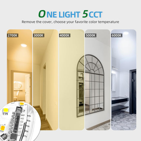 6Inch Dimmable 2700K/3000K/4000K/5000K/6000K 5CCT 16.5W 1100Lm, ECOELER Bronze LED Ceiling Disk Light, Retrofit Surface