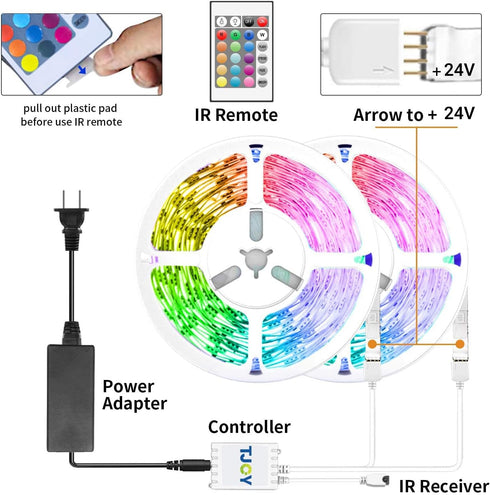 100ft TJOY Smart Led Strip Lights for Bedroom, Work with Alexa, RGB Color Changing Music Sync Led Lights with App