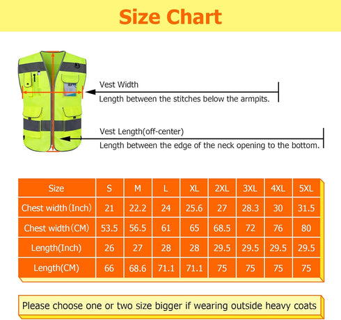 TCCFCCT Safety Vest 9 Pockets High Visibility Reflective for Men Women, Meets ANSI/ISEA Standards (Yellow, 3X-Large)