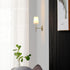 51861 1-Light Bulb Globe Electric Clarissa Wall Sconce, Matte Brass, White Fabric Shade, Not Included