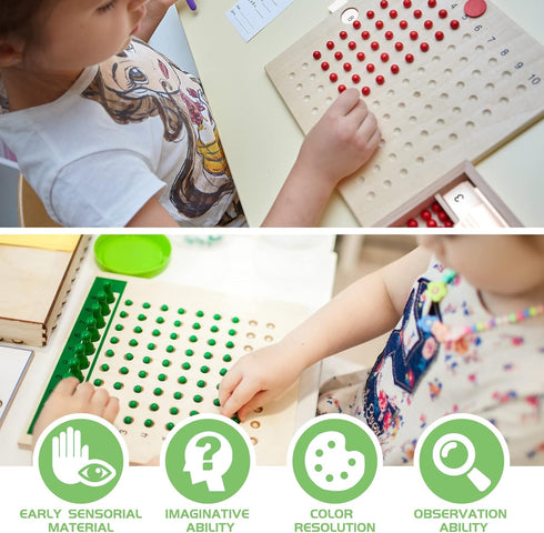 YHZAN Montessori Math Board Learning Multiplication & Division STEM Wooden Educational Toy Manipulative