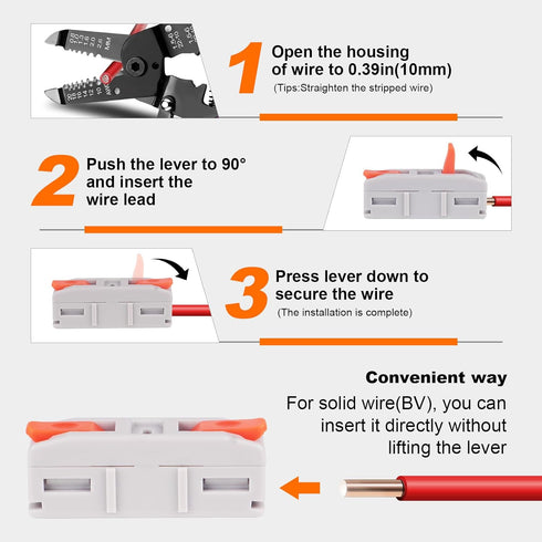 60PCS Avarbuvo Lever Wire Connectors, Mini Push-in Electrical Wire Splice Connector for Quick Connect 24-12 AWG