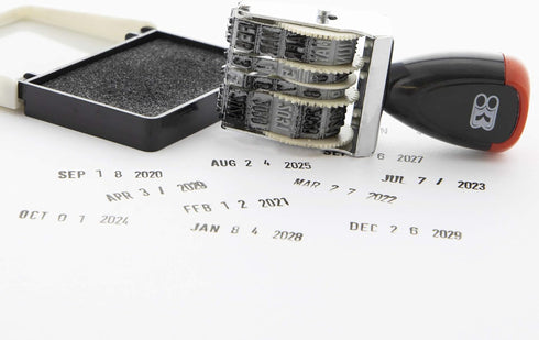 BAZIC Date Stamp and Ink Pad, 12 Years of Dates, Nickel-Plated Steel, Great for Office, 2-Pack