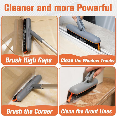 180Rotation 53in Eazer Grout Brush with Long Handle, Tile Grout Cleaning Brush, V-Shape Shower Scrubber Cleaner, Stiff