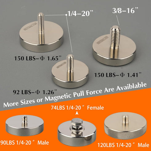 MUTUACTOR 2PCS Super Powerful Neodymium Cup Magnet, 92lb Vertical Pull-Force Non-Shattering Magnet Base