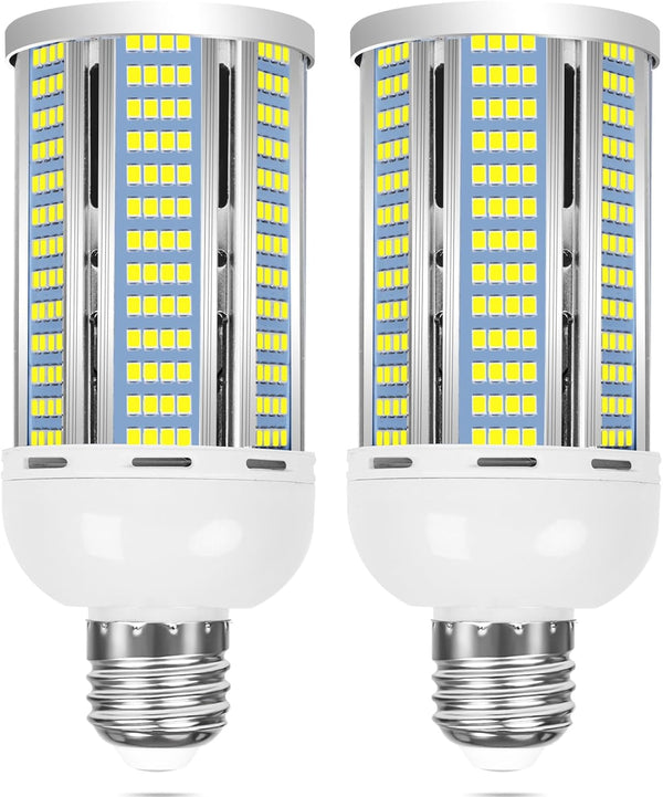 2 Pack 400W Equivalent LED Corn Light Bulb, 6000 Lumen 6000K Daylight, E26/E27 Medium Base for Indoor Garage Warehouse