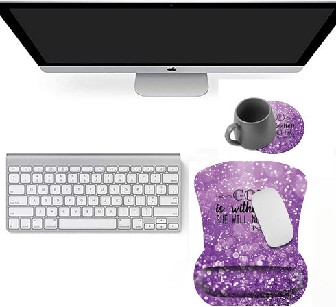 Ergonomic Mouse Pad with Wrist Support - Comfortable Gel Mouse Pad with Non-Slip Rubber Base for Office & Home + Cup