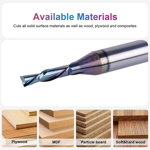 SpeTool 1/8 Inch Downcut CNC Router Bits with 1/4 Inch Shank, Carbide Spiral Down Cut End Mill for Woodworking