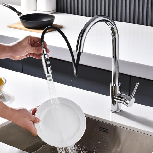Kitchen Sink Faucet Head Replacement, Chrome Spray Head with 10 Adapters, Stainless Steel Pull Out Nozzle