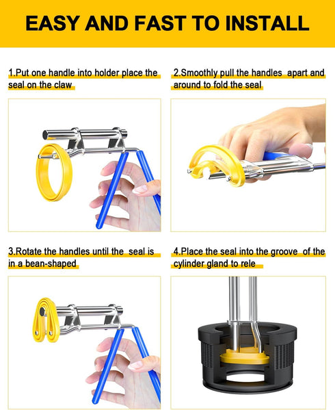 Hydraulic Seal Installation Tools, Hydraulic Cylinder Piston Repair Seal Kit, U-Cup Rod Seal Installation Tool Set (3