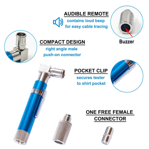 Coaxial Pocket Toner: Pocket Continuity Tester and Toner with Light & Buzzer for Testing Coax Cable