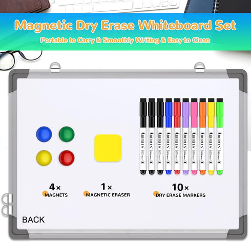 Small Weekly Calendar Dry Erase Whiteboard for Wall, 16" x 12" Magnetic Dry Erase Board, Hanging Double-Sided White Board, Portable Board for List, Kitchen, Planning, Memo, Home, Office by ABERLLS