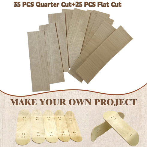 60 Pack,35 25 5.5" x2",Pre Maple Fingerboard Wood Veneer Vertical Cross,Size Cut for Fingerboard Deck DIY Marquetry
