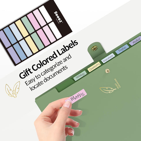Sooez Aesthetic 8 Pocket Accordion File Organizer, Pastel Expanding File Folder for Important Documents, Letter Size