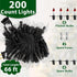 66FT 200 Bulbs Clear Christmas Lights Incandescent Warm White Mini Lights with Black Wire for Christmas Tree, Garland