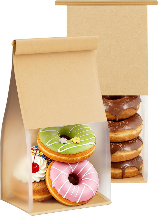 FireKylin Bakery Bags with Tin Tie Tab Lock 3.9"x3.1"x 8.2" Bread Bags