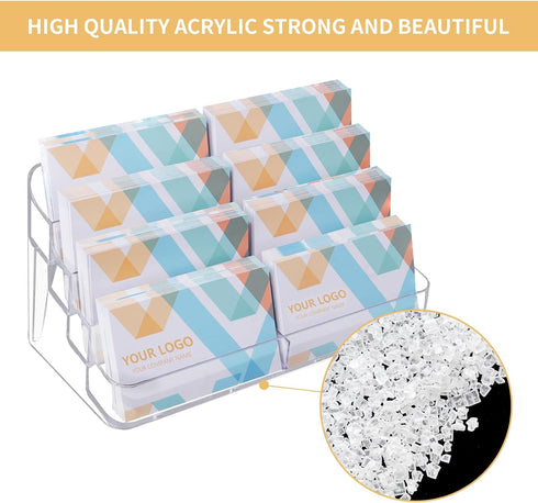 Plastic Business Card Holder for Desk, Clear Acrylic Organizer, 8 Pockets 4 Layers Display Stand for Office