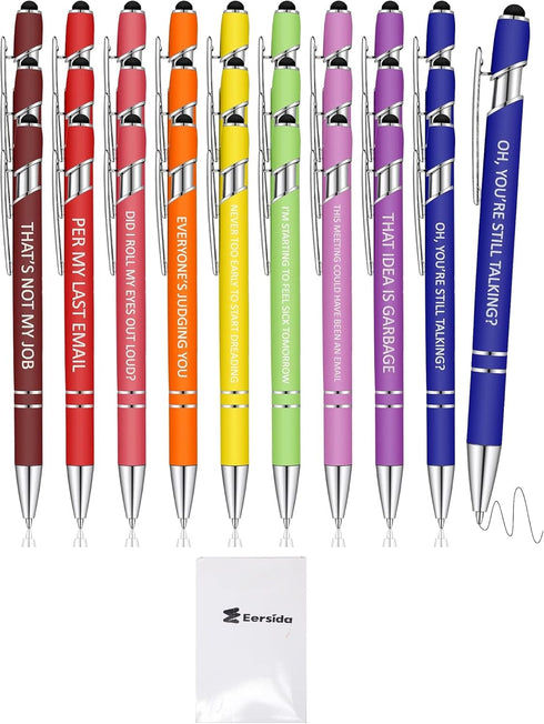 Snarky Office Pens, Funny Insulting Ballpoint Pens, Macaron Touch Stylus Pens, Black Ink, 30 Pcs
