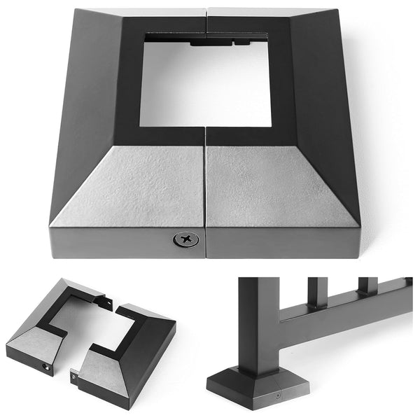 Split Post Base Cover, Black, Fits 2"x2" Post/4.5"x4.5" Base, Decorative Skirt Covers for Indoor/Outdoor (1 Pack)