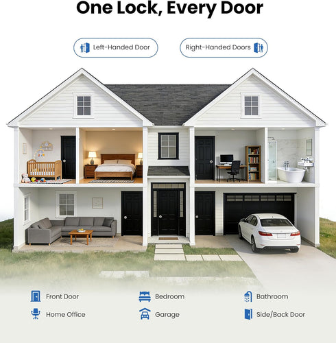 Set 2-Pack, Veise Keys Alike Door Knob Bedroom Door Lock with Keys, Heavy-Duty Rust-Proof Construction, Door Handle