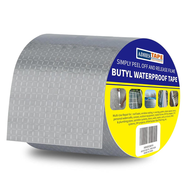 ADHES Butyl Tape Waterproof Aluminum Foil Tape 100mm x 5m for RV Repair, Window, Boat and Pipe Sealing, Silver