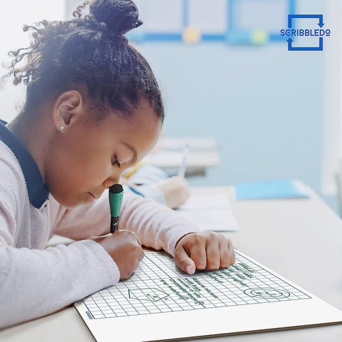 SCRIBBLEDO 10 Pack Dry Erase Graph Whiteboard, 11"x14", Double Sided Grid Board for Home School Classroom Use