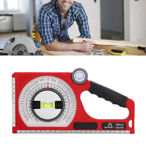 Engineering Inclinometer, Portable Universal Slope Measuring Ruler with Dual Scale Rotary Pitch Finder