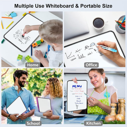 Small Dry Erase White Board 12x8"- Portable and Double Sided A4 Mini Marker Whiteboard Magnetic for Kids Drawing Writing Student School Home Office, Personal Handheld Whiteboard - 2 Magnet Marker Pens by ANLIOTE