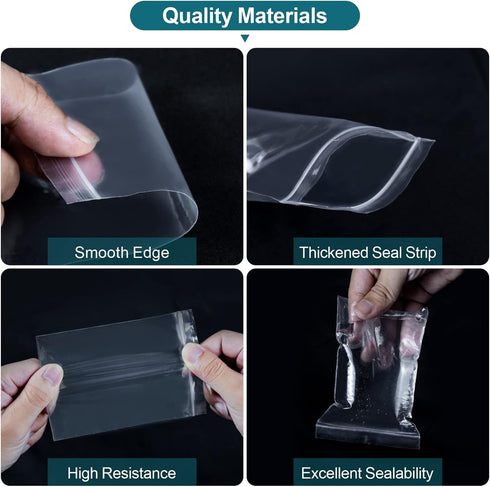 500 Pcs Small Plastic Bags, Mini Zip Lock Baggies, Clear Jewelry Bags in 5 Assorted Sizes for Storage and Packaging