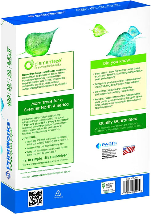 Printworks Multipurpose Paper, 20 Pound, 92 Bright, 400 Sheets, 8.5x11 Inches (00492),White by PrintWorks