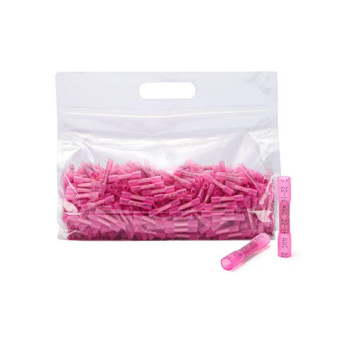 600PCS Butt Connectors Heat Shrink, Red 22-16 AWG Electrical Connections, Tinned Red Copper, Waterproof and Insulated