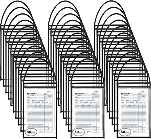 Merkaunis 50 Pack Shop Ticket Holders Job Ticket Holders Work Order Holder Pockets,