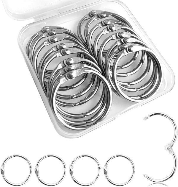 whpqhw 16PCS Book Binder Rings,1 Inch Metal Loose Leaf Rings for Flash Cards,
